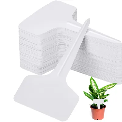 Produktbild von 100 * Pflanzenetiketten, Etiketten für Sukkulenten im Garten, wasser- und sonnenbeständig, konisches Bodeneinfügungsdesign, weiß