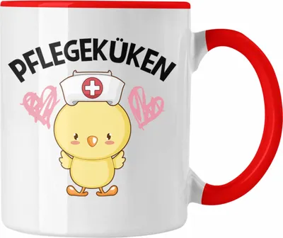 Produktbild von Trendation - Pflegeküken Tasse Geschenk Krankenschwester Ärztin Lustige Kaffeetasse Geschenkidee Altenpflegerin Pflegerin (Rot)
