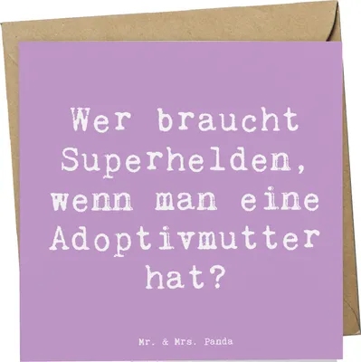 Produktbild von Mr. & Mrs. Panda Grußkarte Spruch Adoptivmutter Heldin - Lavendeltraum - Geschenk, Familienmitglieder, anlasskarte, Mutterschaft, Klappkarte, handgemacht, Alltagshelden