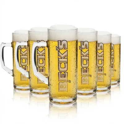 Produktbild von 6x Becks Bier Glas Krug 0,5l Reno Borgonovo Seidel Henkel Gläser Humpem Krüge