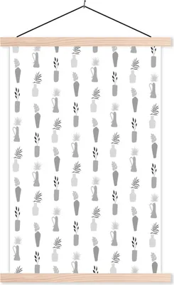 Produktbild von MuchoWow® Textilposter Hintergrund - Schwarz - Weiß 120x180 cm mit holzfarbenen Rahmen - Textil-Plakat