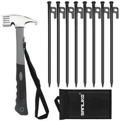 Produktbild von Solidchoice – Set mit 10 Stahl-Zeltpflöcken mit Hammer