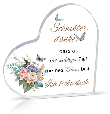 Herzförmige Acryl-Deko, Geschenk für Mama, Muttertag, 1 Stück