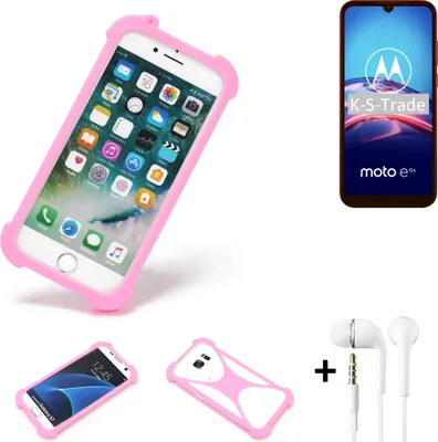 Produktbild von K-S-Trade Bumper + Kopfhörer kompatibel mit Motorola E6s Handy Hülle Schutzhülle Silikon Schutz Hülle Cover Case Silikoncase Silikonbumper TPU