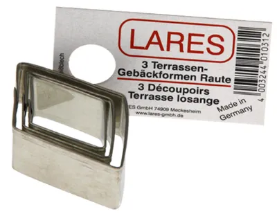 Immagine prodotto di Formine per biscotti LARES - Set da 3 a forma di rombo - Dimensioni: circa 4,5 - 6,5 cm - Per biscotti e altro - In latta