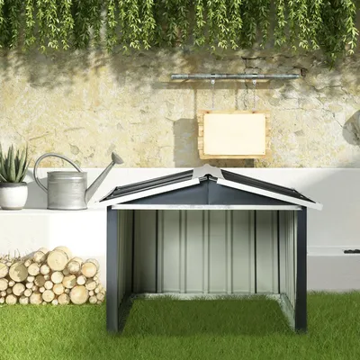 Produktbild von Metallschuppen für Rasenmähroboter, rostfrei, Verzinkter Stahl, Polypropylen, 86 x 100 x 63 cm, für Garten und Terrasse, Dunkelgrau