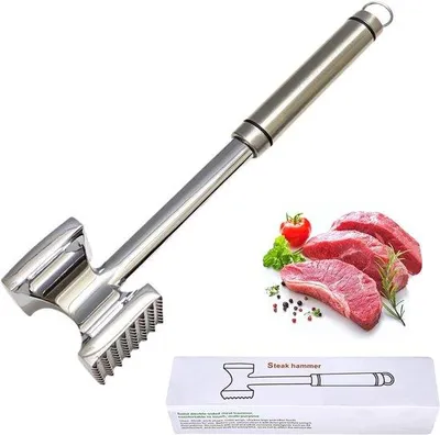 Produktbild von Fleischklopfer, 28 cm - Edelstahl, beidseitig - Multifunktional - Zum Zartmachen von Fleisch