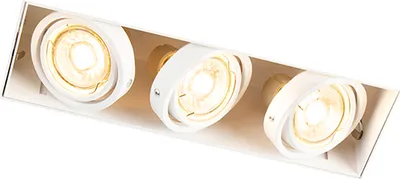 Produktbild von QAZQA - Design Einbaustrahler weiß dreh- und kippbar trimmlos 3-flammig - Oneon 3 I Wohnzimmer I Schlafzimmer - Stahl Rechteckig - LED geeignet GU10