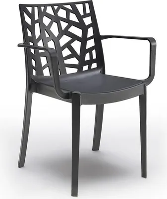 Produktbild von Leziter Trinity Kunststoff Gartenstuhl mit Armlehnen graphit