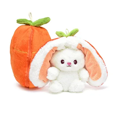 Produktbild von PABABO 40 cm Plüsch-Karottenhase, Plüschkaninchen, Kuscheltier, Osterhase, Karottentasche mit Plüschohren, Weiches Stofftier, Geschenk für Kinder