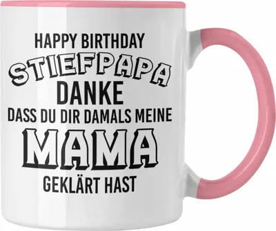Produktbild von Trendation - Stiefpapa Tasse Spruch Geschenk Lustige Sprüche Stiefvater Geschenk Geburtstag Geburtstagsgeschenk (Rosa)