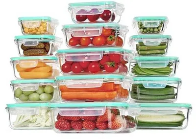 Productafbeelding van 15-delige glazen voedselcontainers met deksels - Maaltijdprep en lunchbox