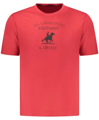Immagine prodotto di Polo rossa da uomo con collo rotondo e logo stampato