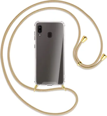 Produktbild von Handykette Backcover-Schutzhülle mit Band (Metall goldfarben) für Samsung Galaxy A20e - caramel