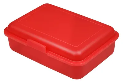 Immagine prodotto di Scatola per il pranzo per bambini - "School-Box" medium  Germany e senza BPA, robusta scatola per il pranzo con chiusura a scatto per la scuola, l'asilo e il tempo libero - trendy rosso PP