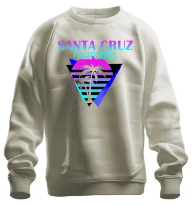Immagine prodotto di Santa Cruz California Palmen Sonne Vaporwave 80s Strand Surfen Felpa Unisex Pullover, Natur, S