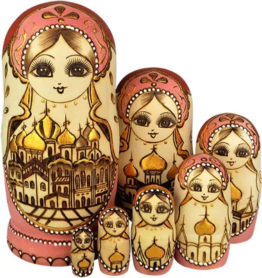 Zdjęcie produktu dla Zestaw figurek Matrioszka - 7 elementów - Rosyjski zestaw lalek Matrioszka, 7 sztuk, ręcznie malowane, wykonane z drewna
