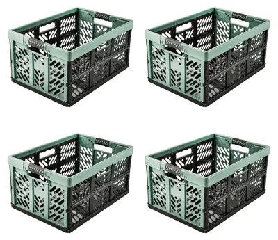 Image de Boîtes pliables professionnelles keeeper ben, lot de 4, 45 litres, couleur vert nordique