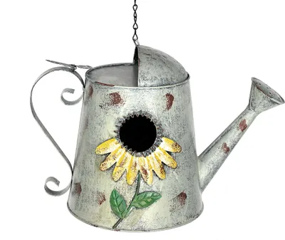 Image de DanDiBo Mangeoire pour oiseaux à suspendre Arrosoir en métal Décoratif Résistant aux intempéries 96255 Nichoir Mangeoire pour oiseaux Shabby avec chaîne Arrosoir en métal Balcon