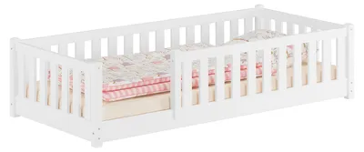 Produktbild von Kinderbett, Holzbett mit umlaufendem Schutzgitter 80x180 Kiefer waschweiß V-60.77W-08-180ohne Zubehör