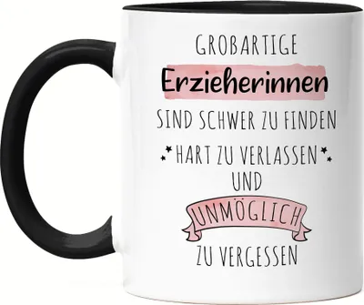 Produktbild von Großartige Erzieherinnen Sind Schwer Zu Finden Tasse Schwarz Dankeschön Geschenk Hart Zu Vergessen