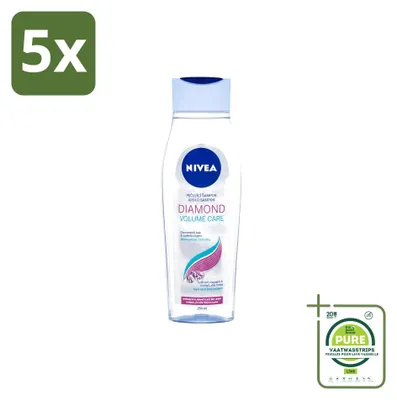 Productafbeelding van 5 x NIVEA Diamond Volume Care Shampoo - 250 ml - Grote verpakking - 5 stuks
