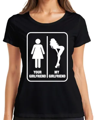 Produktbild von Your Girlfriend My Girlfriend Lustig y Statement Sarkasmus Damen T-Shirt, Schwarz, XL
