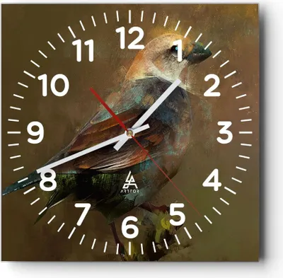 Produktbild von Wanduhr - Quadrat - Glasuhr - Vogel Natur - 30x30cm - Schleichendes Uhrwerk - Lautlos - zum Aufhängen bereit - Dekoration Modern - Wanddekoration aus Glas - C4AC30x30-3924