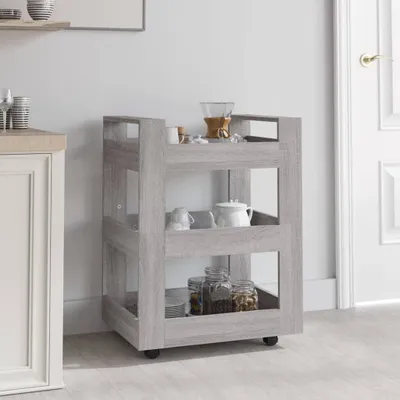 Produktbild von The Living Store Küchenwagen Grau Sonoma 60x45x80 cm Holzwerkstoff