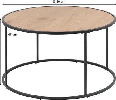 Obrázok produktu pre Konferenčný stolík Smuk Ø 80 cm Chelsea Black - Dub