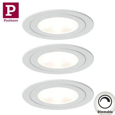 Produktbild von Paulmann Möbel Einbauleuchten Set Circuit LED rund 3x5,6W 17,5VA 230V/350mA 85mm Weiß matt/Metall