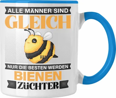Produktbild von Trendation - Bienen Züchter Tasse Geschenk Imker Lustiger Spruch Alle Männer Sind Gleich (Blau)