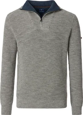 Produktbild von REDMOND Casual Herren Strick-Troyer Zipper Comfort Baumwollmix Grau XL