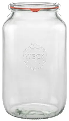 Produktbild von 12x Weck Glas Zylinderglas mit Deckel Dichtungsring und je 2 Klammern Cylinder shape 3 l