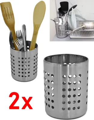 Produktbild von 2x Besteckhalter Edelstahl Besteckkorb Abtropfkorb Besteck Halter Ständer Küche