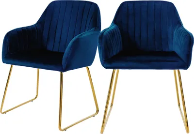 Produktbild von ML-Design 2er Set Esszimmerstuhl mit Rückenlehne, Blau, aus Samt