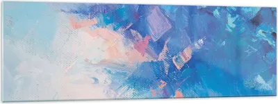 Produktbild von Bilder auf glas - Einteilig - Abstraktion blau gemalt - 160x50cm - Glasbilder - Wandbilder - Bilder - zum Aufhängen bereit - Wanddekoration aus Glas - Glas Bilder - Wandbild auf Glas - GAB160x50-4570