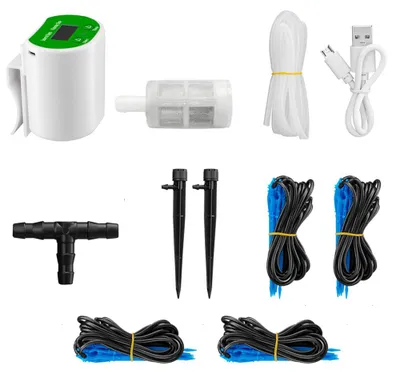 Produktbild von Automatisches Bewässerungssystem, Bewässerungssystem für Zimmerpflanzen, Topfpflanzen-Sets, LED-Anzeige und USB-Ladestation, Selbstbewässerungssystem, DIY-Bewässerungsanlage für Pflanzen, 4 Bewässerungsdüsen + 2 Sprinkler
