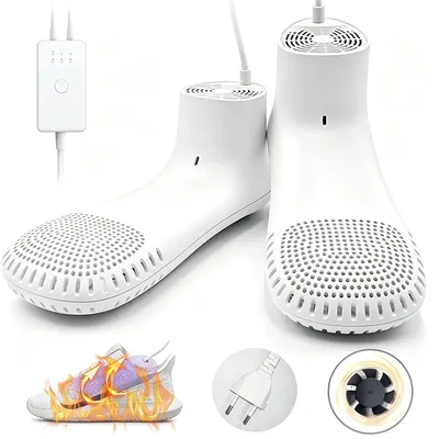 Produktbild von Schuh Trockner elektrisch mit Zeitschaltuhr, leiser 40 dB Betrieb, 45–60°C Warmluft, faltbar für Stiefel, Sportschuhe & Outdoor Schuhe