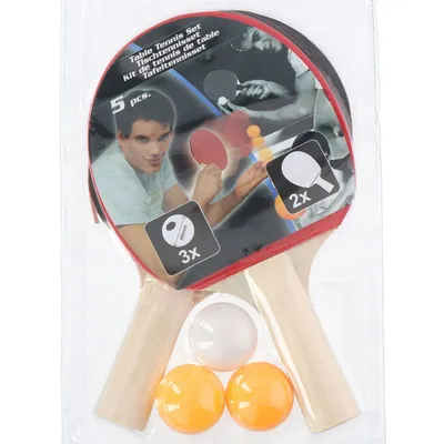 Produktbild von Tischtennis Set 5tlg. 2 Holz Schläger und 3 Bälle Urlaub Hobby Freizeit Spielen