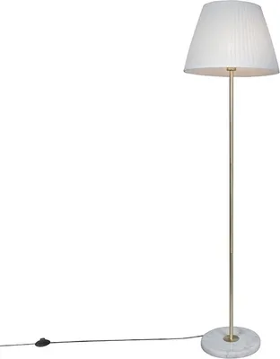 Produktbild von Retro Stehleuchte Messing mit Plissee Schirm Creme 45 cm Kaso