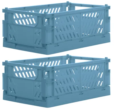 Faltbare Klappbox 25x16,5x10 cm, 2er-Set, petrol, stapelbar