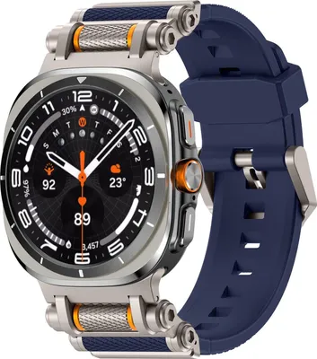 Immagine prodotto di Per Samsung Galaxy Watch Ultra 2 2025 / Watch Ultra 47mm Silicone Metal Band Blu / Titanio