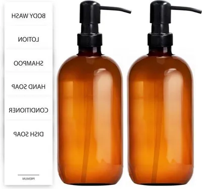 Zdjęcie produktu dla Dozownik mydła 500 ml, brązowe szkło z pompką do łazienki