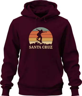 Produktbild von Santa Cruz Skateboard Skater Retro Sonnenuntergang Vintage Strand Uni Hoodie Kapuzenpullover, Burgundy, M