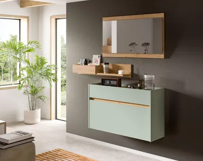 Produktbild von Garderoben-Set >Drive< in Salbei - 192x140x32cm (BxHxT)