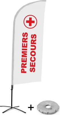 Produktbild von Showdown Displays Beachflag Alu Wind Komplett-Set Erste Hilfe Französisch Kreuzständer