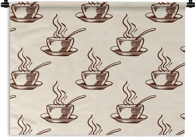 Produktbild von MuchoWow® Wandteppich Wandbehang Muster - Vintage - Kaffee 60x45 cm Tapisserie Dekoration Wandtuch - Das Schlafzimmer
