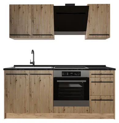 Imagen del producto de Cocina para solteros Vicco R-Line Roble artesanal/Roble dorado 180 cm, ET Antracita, Model 67029