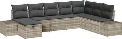 Immagine prodotto di Set di divani da giardino vidaXL, 8 pezzi, color grigio chiaro, in rattan sintetico
